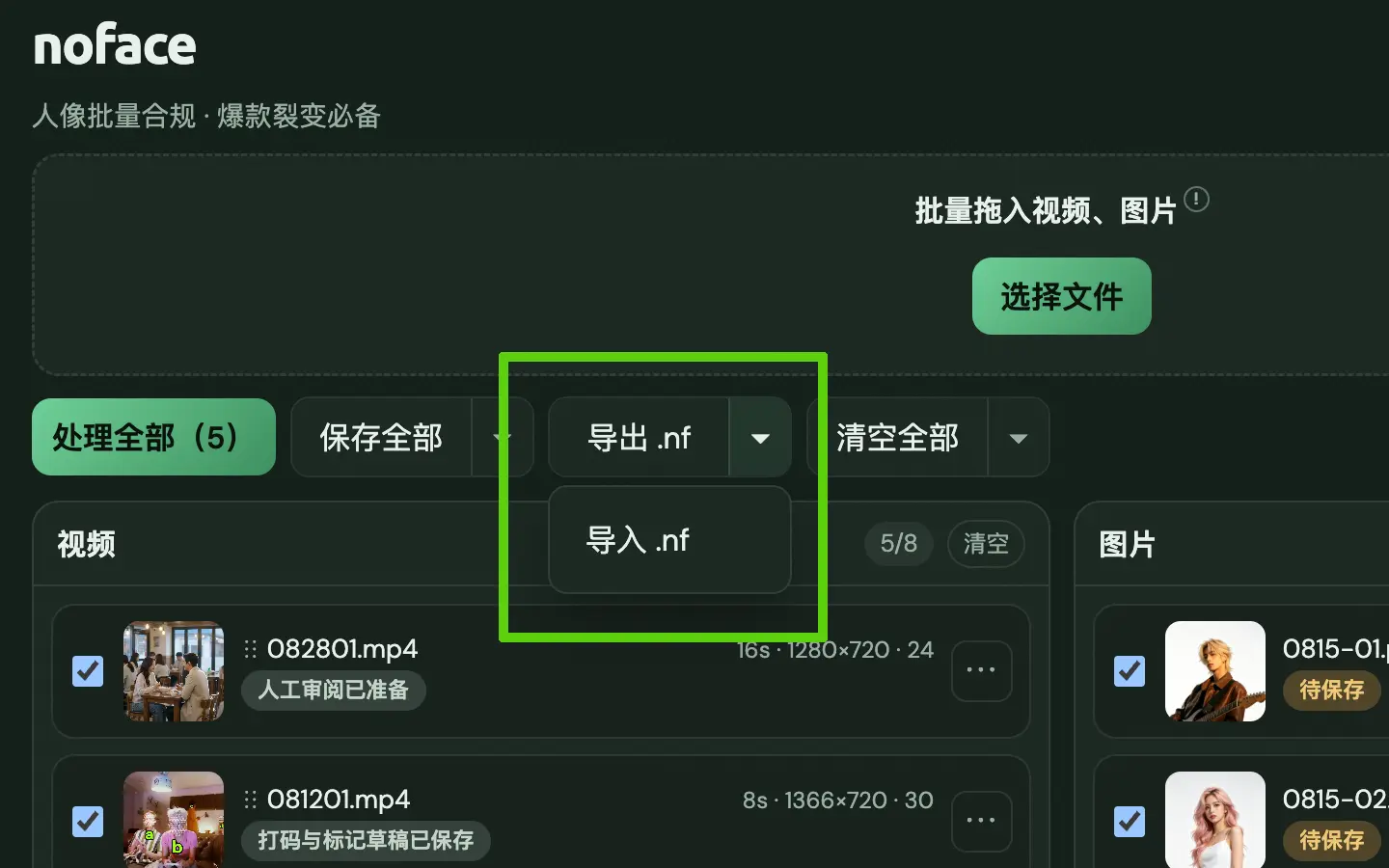 导出或导入 .nf 工程文件