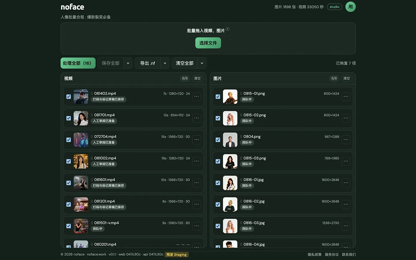 工作区全貌:左视频、右图片